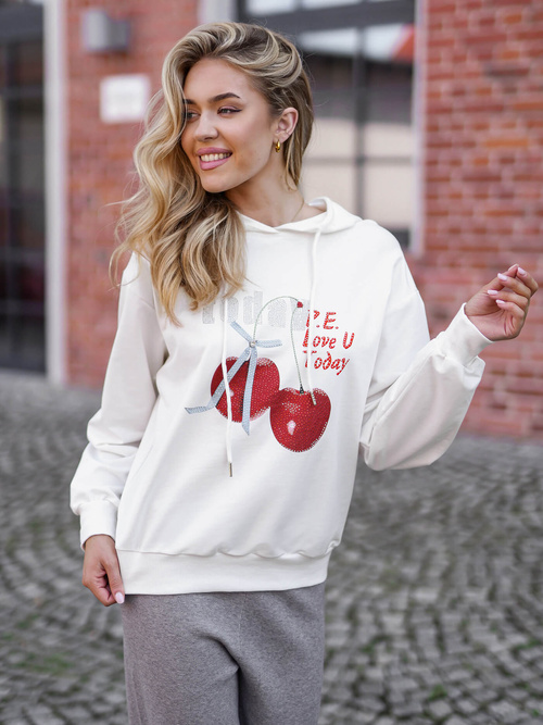 Dámska mikina s kapucňou biela OZONEE JS/8B856/1