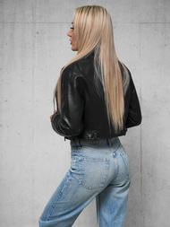 Dámska Kožená Bunda Čierna OZONEE JS/11Z8128