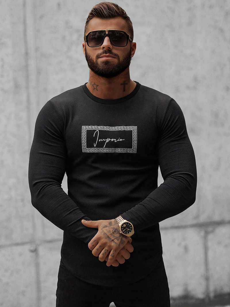 Pánska Mikina Čierna OZONEE O/D7192