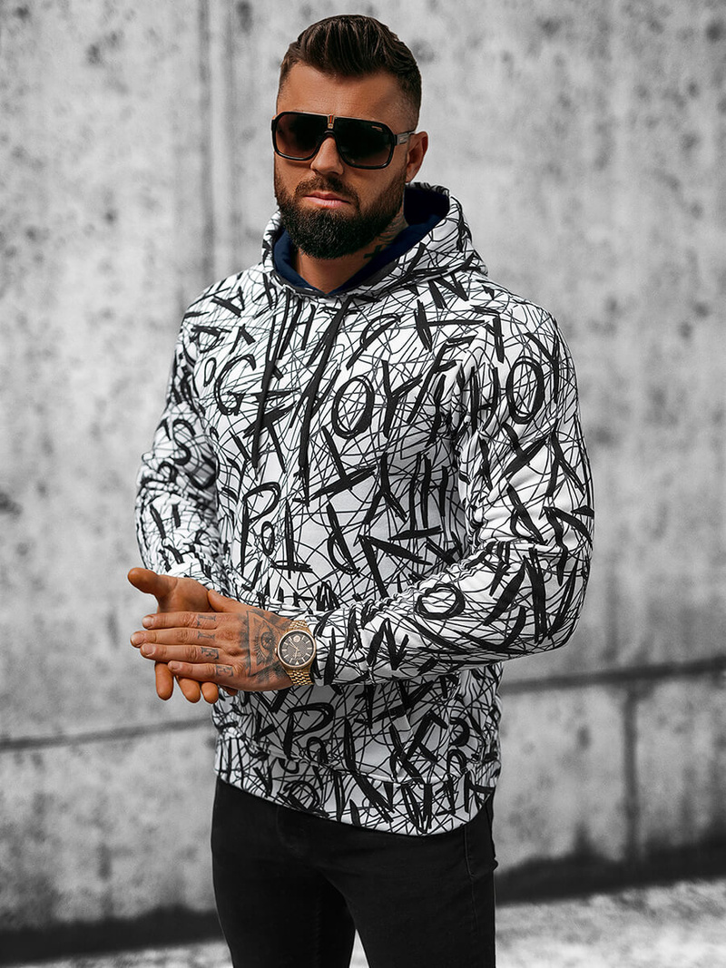 Pánska Mikina Bielo-Čierna OZONEE O/3503BZZ