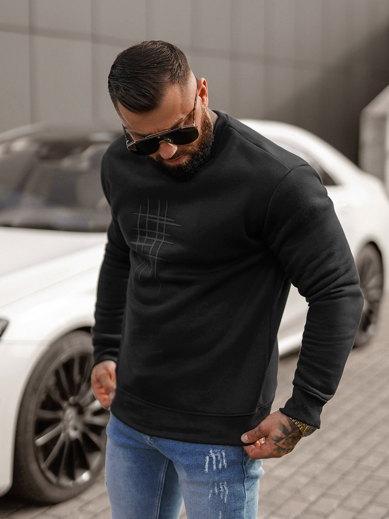 Pánska Mikina Čierna OZONEE JS/8B1361/3