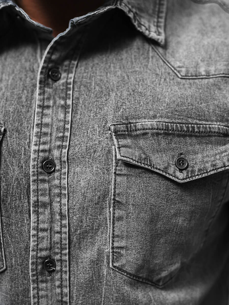 Pánska riflová košeľa sivá OZONEE NB/MC710G