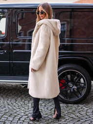 Dámska kožušinová zimná bunda béžová OZONEE JS/11Z8250