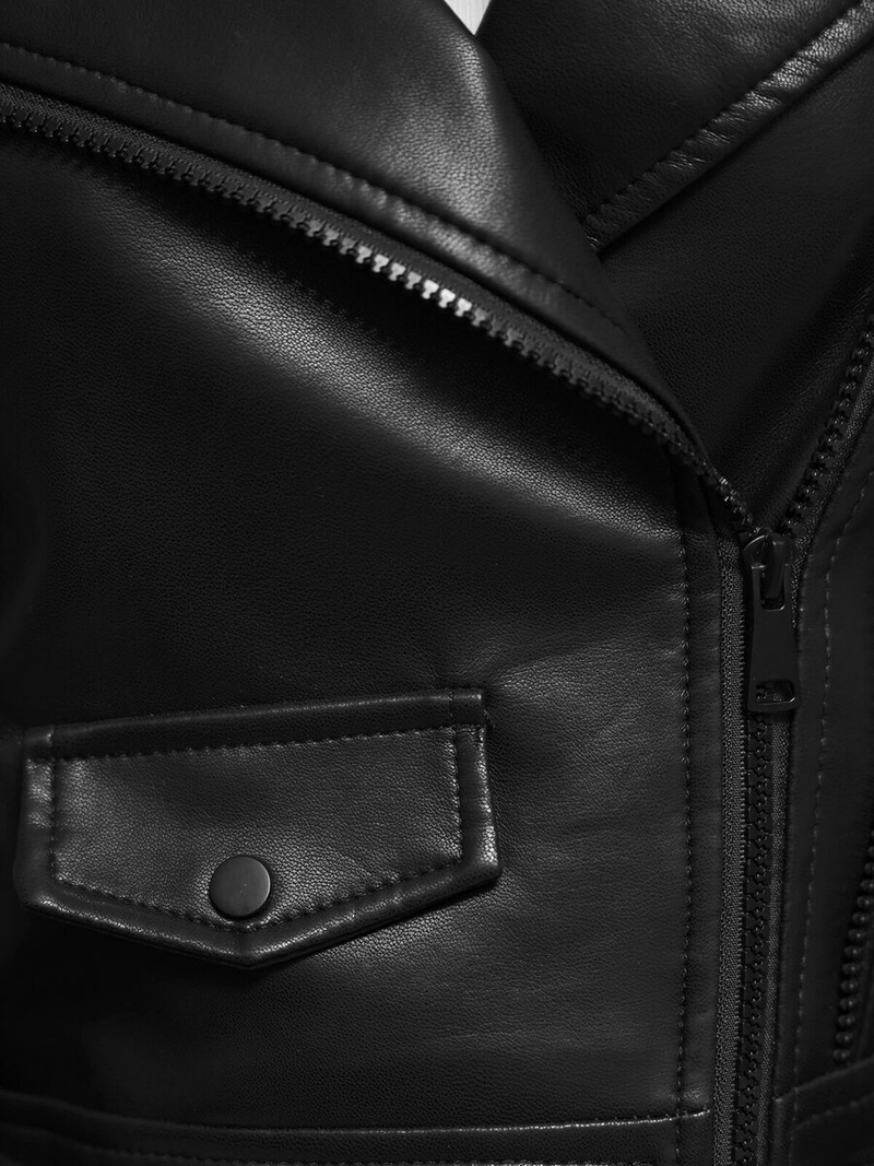 Dámska Kožená Bunda Čierna OZONEE JS/11Z8128