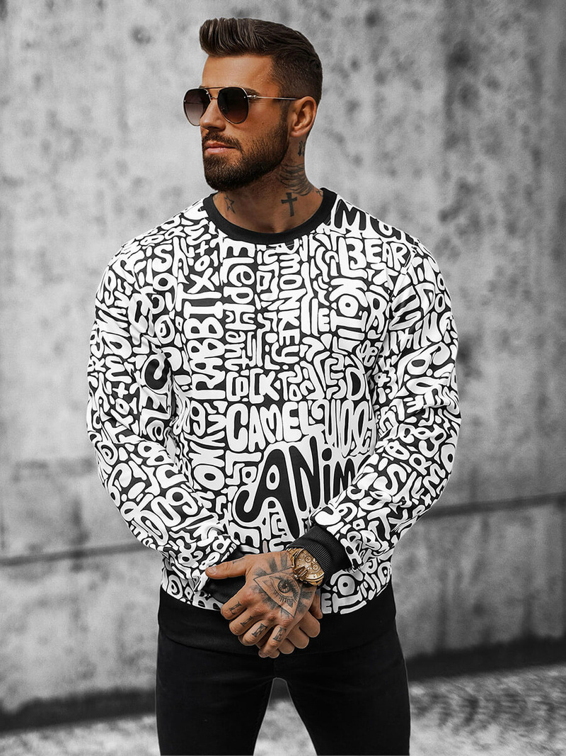 Pánska Mikina Biela OZONEE JS/8B1131/1