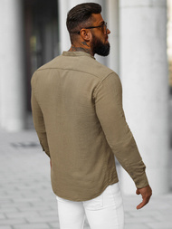 Pánska Košeľa Tmavo-Béžové OZONEE O/V112