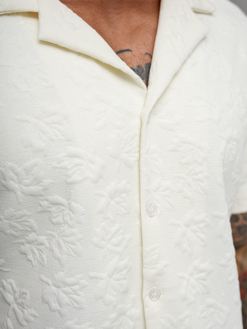 Pánska Košeľa s Krátkym Rukávom Ecru OZONEE O/B2258