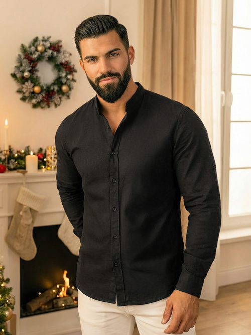 Pánska Košeľa Čierna OZONEE O/V121Z