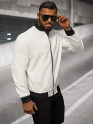 Pánska Koženková Bunda Biela OZONEE O/88120