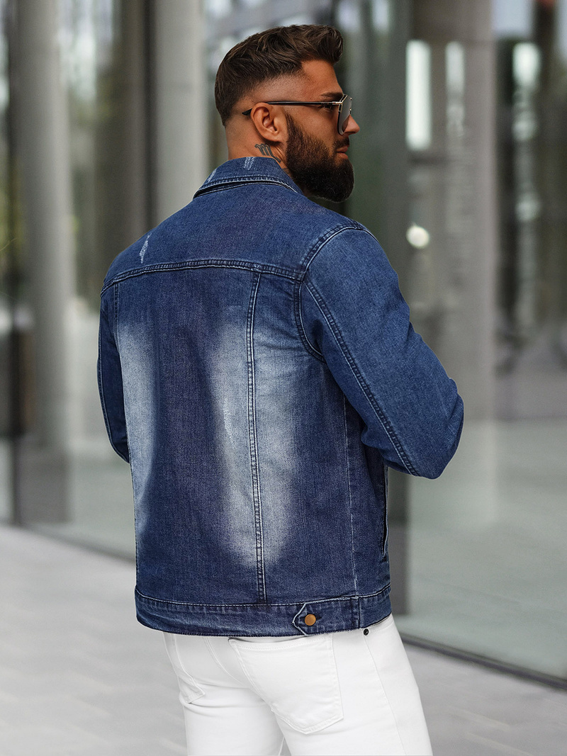 Pánska Riflová Bunda Tmavomodrá OZONEE NB/MJ525BSZ