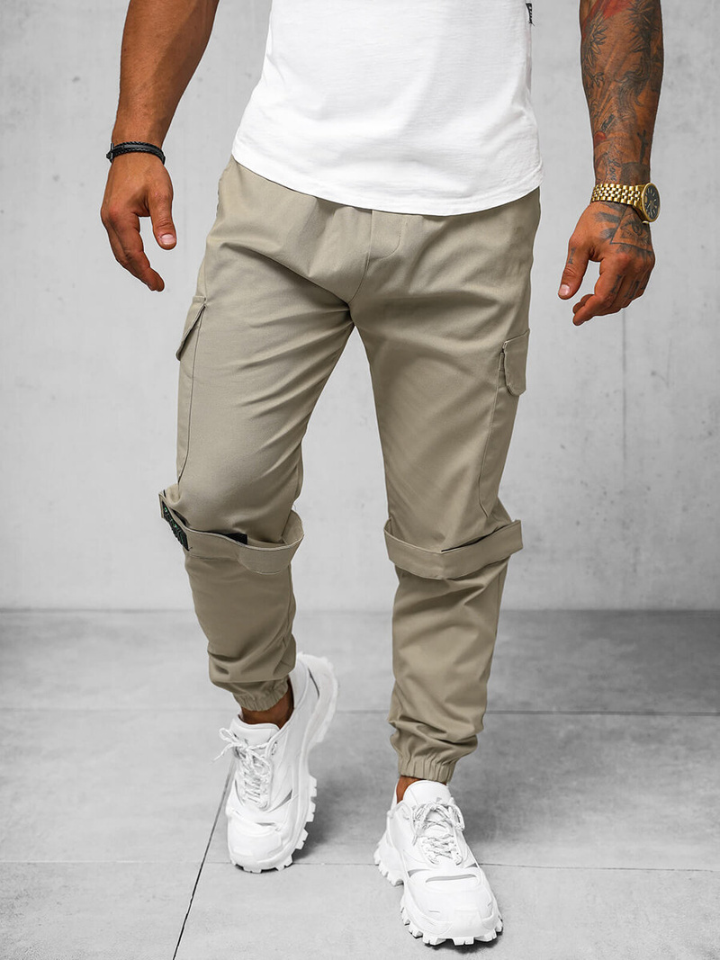 Pánske Chino Jogger Nohavice Béžové OZONEE O/G3014Z