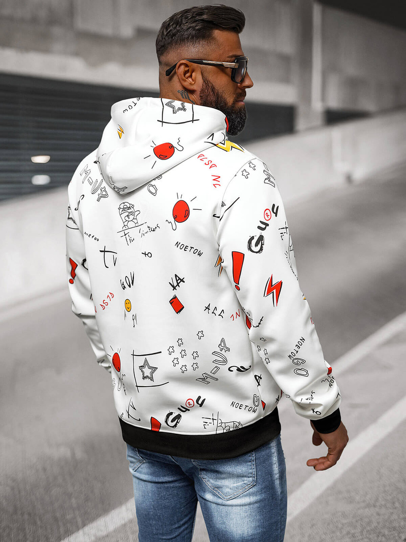 Pánska Mikina Biela OZONEE JS/8B1223/1