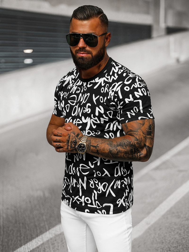 Pánske Tričko Čierne OZONEE O/T1268/3