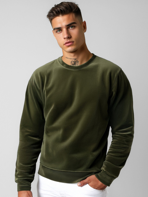 Pánska Velúrová Mikina Khaki OZONEE JS/8B1166/29