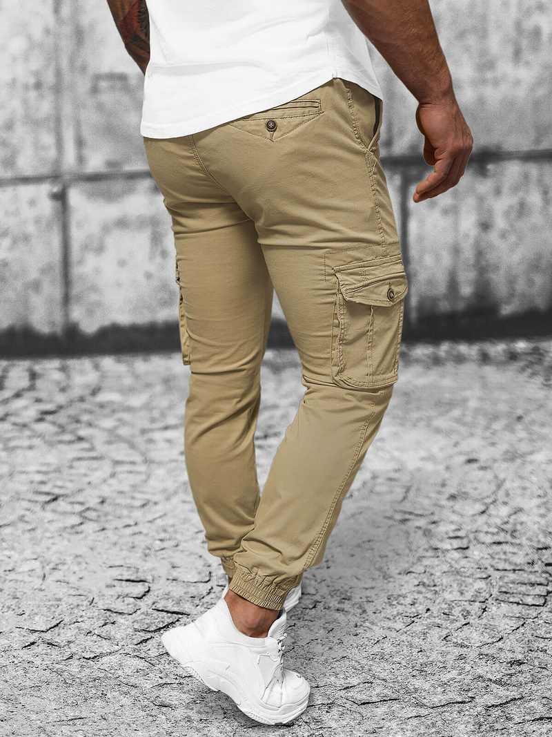 Pánske Chino Jogger Nohavice Béžové OZONEE NB/MP0201K