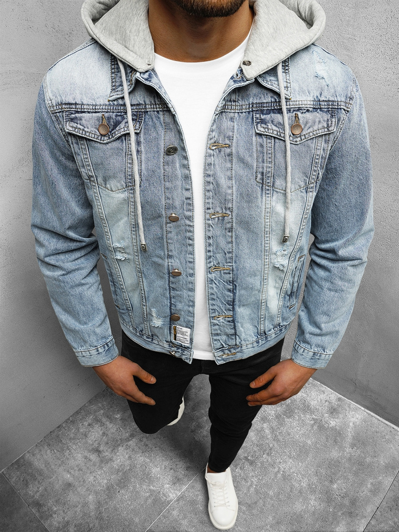 Pánska Riflová Bunda Svetlo Modrá OZONEE NB/MJ505BC