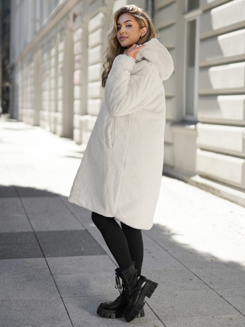 Dámska dlhá zimná bunda ecru OZONEE JS/5M3352/280