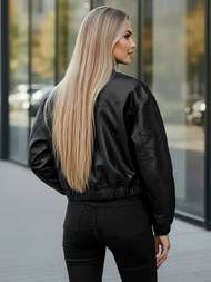 Dámska Kožená Bunda Čierna OZONEE JS/11Z8281