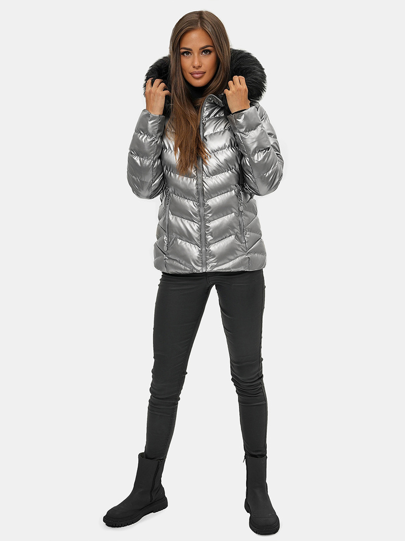 Dámska Bunda Strieborná OZONEE JS/M773/401