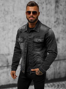 Pánska Riflová Bunda Čierna OZONEE NB/MJ506NZ