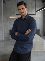 Pánska Košeľa Námornícka Modré OZONEE V/V188Z