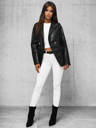 Dámska Kožená Bunda Čierna OZONEE JS/11Z8121Z