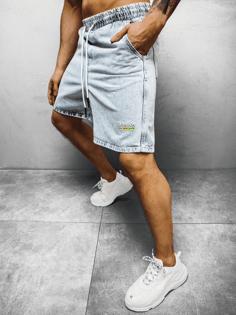 Pánske riflové kraťasy Svetlo modré OZONEE DR/17103