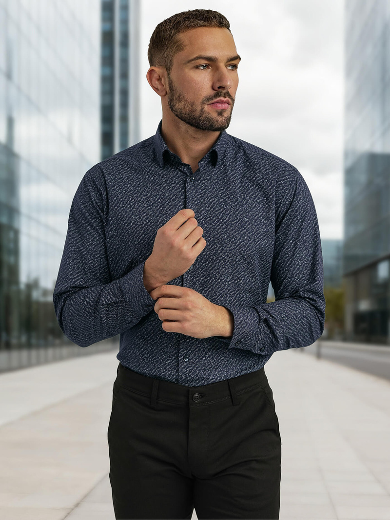 Pánska Košeľa Námornícka Modré OZONEE V/V186