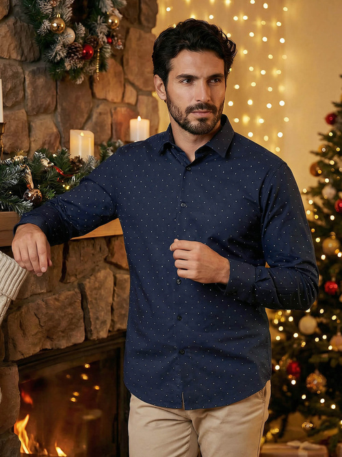 Pánska Košeľa Námornícka Modré OZONEE V/V181Z