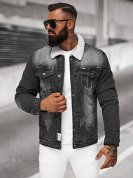 Pánska Riflová Bunda Šerpa Čierna OZONEE NB/MJ513N