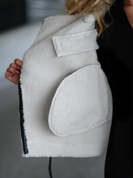 Dámska Kožená Bunda Čierno-Biela OZONEE JS/11Z8177Z