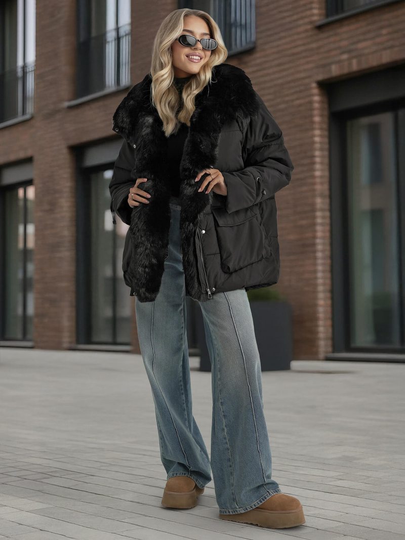 Dámska bunda čierna OZONEE JS/16M9185/392