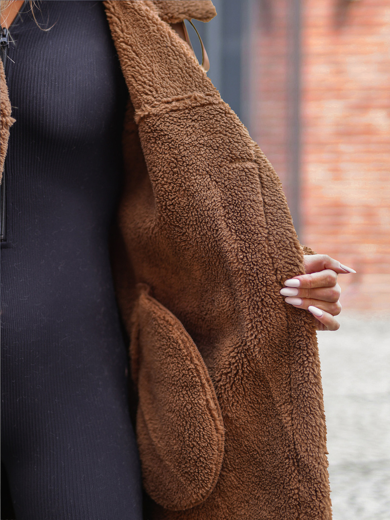 Dámsky kožený kabát camelový OZONEE JS/11Z8253