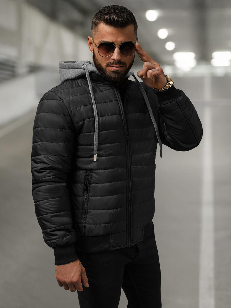 Pánska Bunda Čierna OZONEE JS/8M985/392