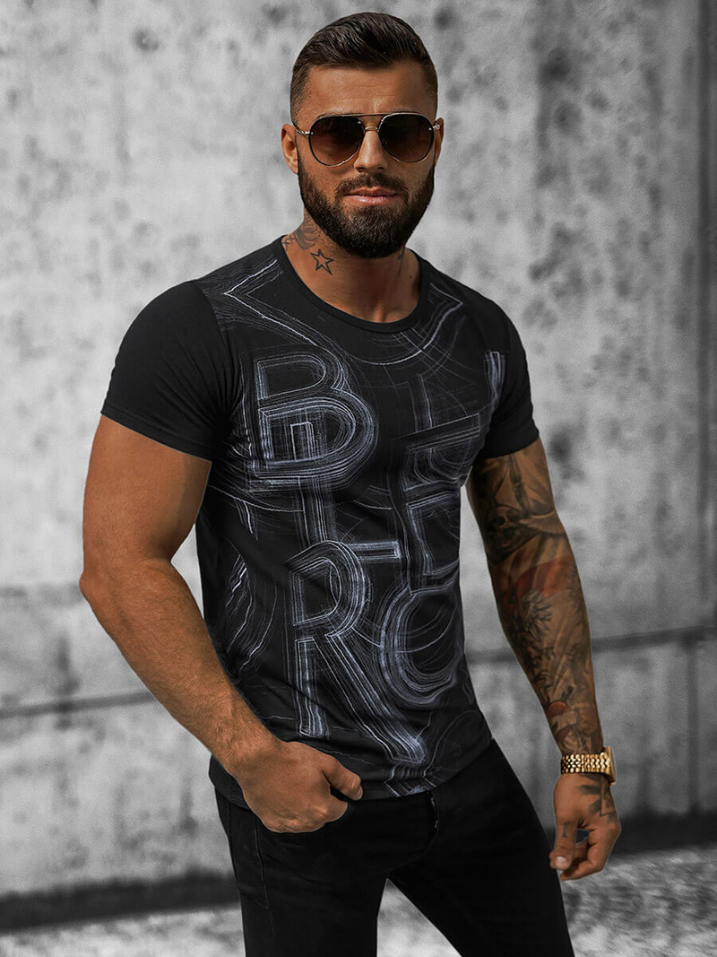 Pánske Tričko Čierne OZONEE O/T132/3Z