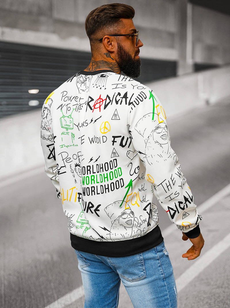 Pánska Mikina Biela OZONEE JS/8B1228/1