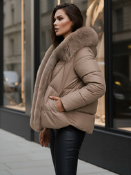 Dámska Bunda Tmavo-Béžové OZONEE O/16M9179/84