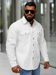 Pánska riflová košeľa biela OZONEE L/CA777/2