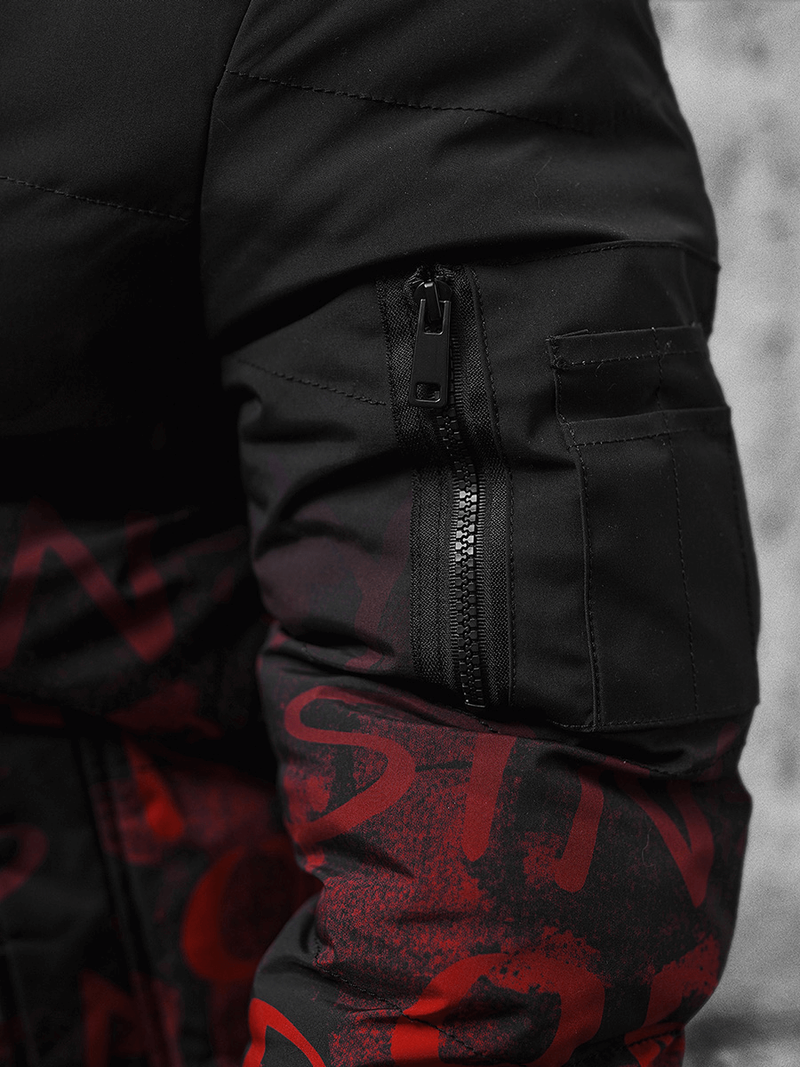 Pánska Bunda Čierno-Červená OZONEE JS/27M8102