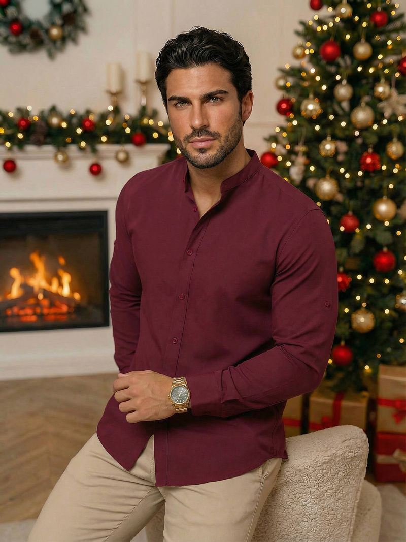 Pánska Košeľa Bordová OZONEE O/V57Z