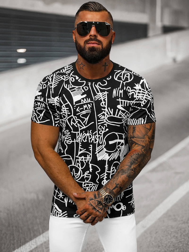 Pánske Tričko Čierne OZONEE O/T1269/3