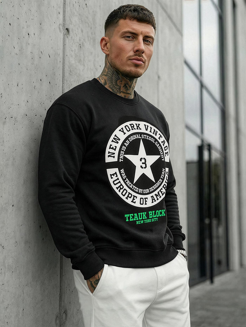 Pánska Mikina Čierna OZONEE JS/8B1768/3