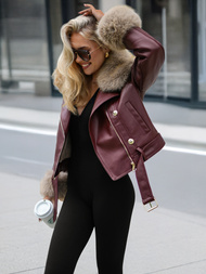 Dámska kožená bunda bordová OZONEE JS/61M8512/6