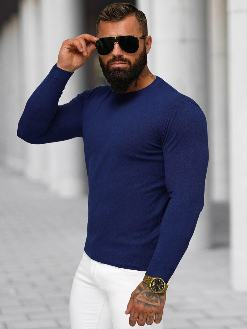 Pánsky Sveter Tmavomodrý OZONEE NB/MMB602/5Z