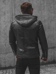 Pánska Koženková Bunda Čierna OZONEE JS/11Z8012Z