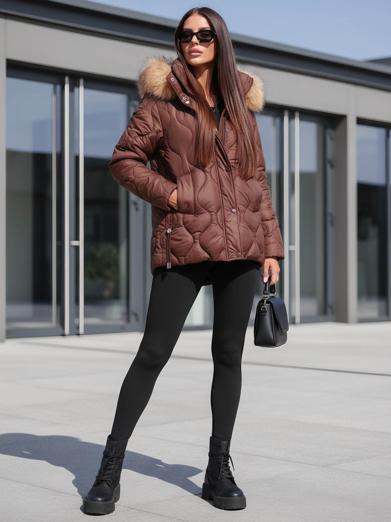 Dámska bunda Čokoláda OZONEE JS/5M3226/158Z