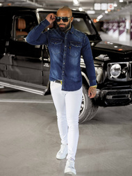 Pánska riflová košeľa modrá OZONEE O/51410