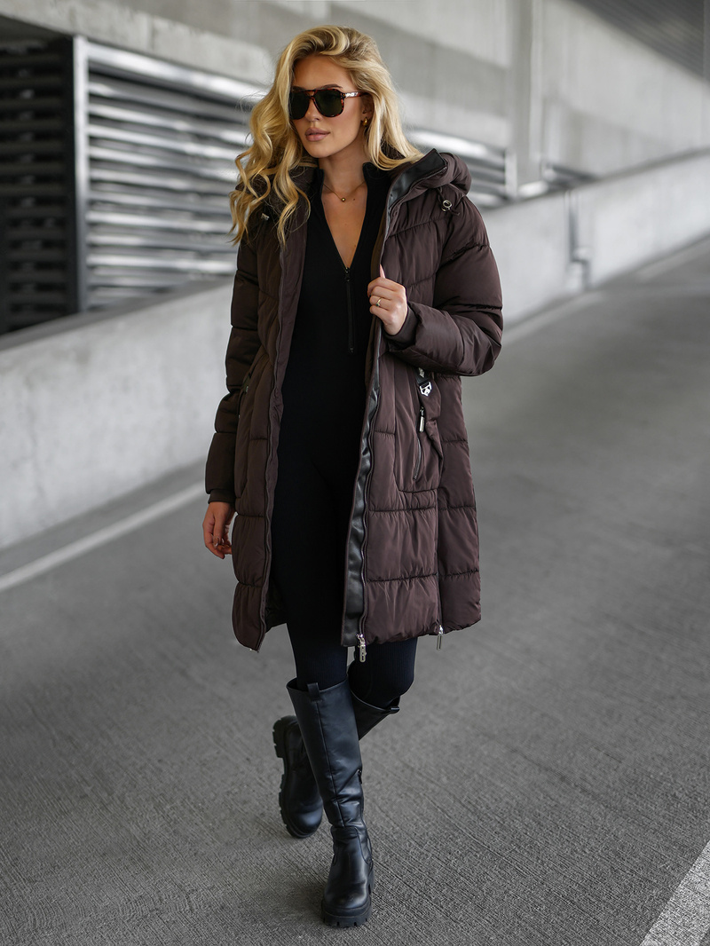 Dámska Zimná Bunda Čokoláda OZONEE JS/16M9302/158