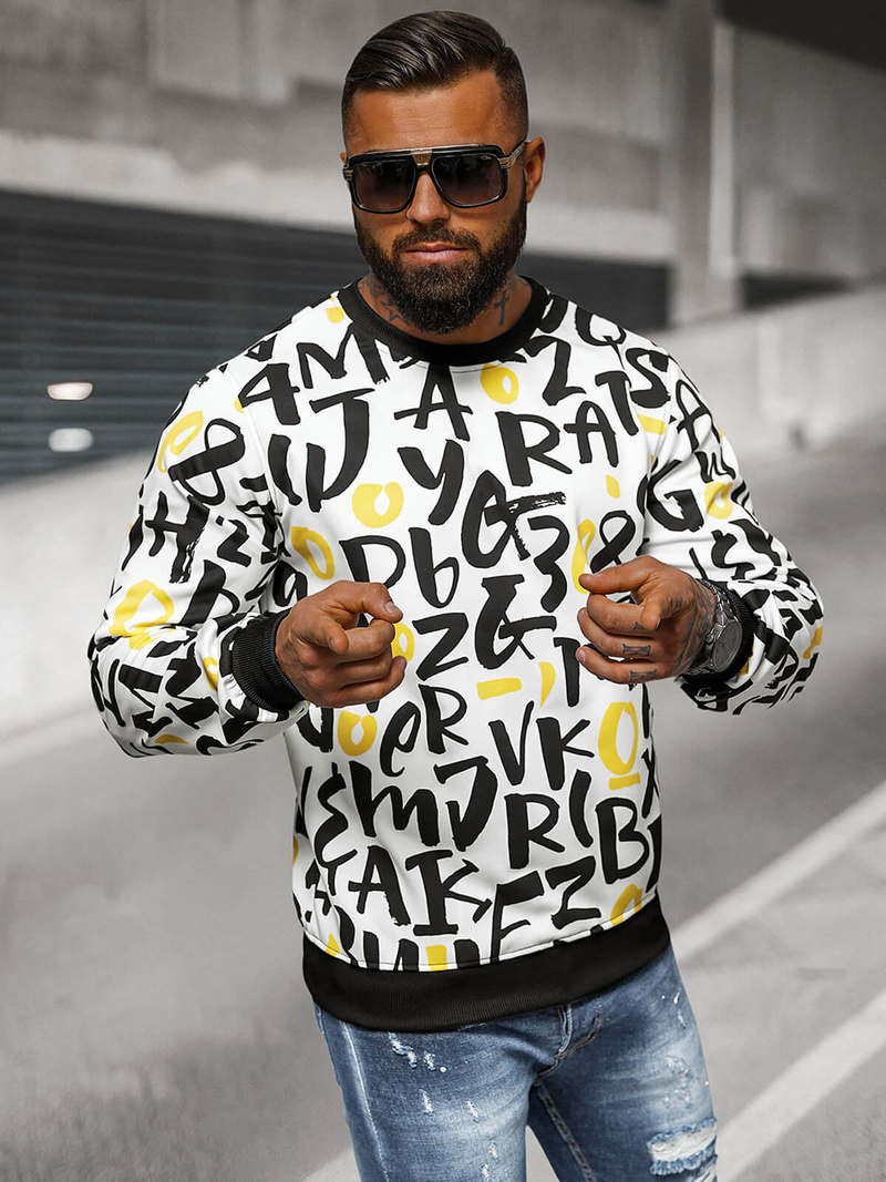 Pánska Mikina Biela OZONEE JS/8B1220/1