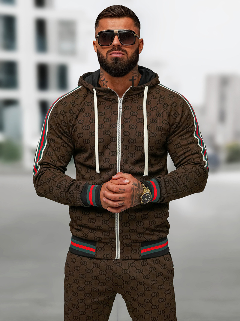 Pánska tepláková súprava tmavo-béžová OZONEE O/FF5111AB